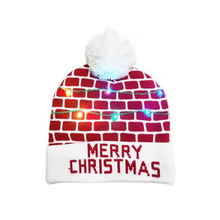 Cross-border Festival Autumn And Winter Fashion Christmas Knitted Hat Party Warm Adult With Fur Ball Christmas Hat