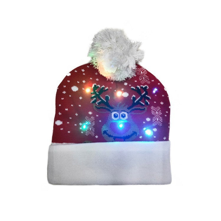 Cross-border Festival Autumn And Winter Fashion Christmas Knitted Hat Party Warm Adult With Fur Ball Christmas Hat