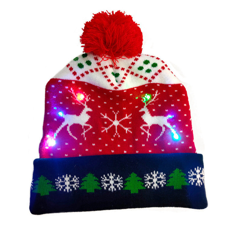 Cross-border Festival Autumn And Winter Fashion Christmas Knitted Hat Party Warm Adult With Fur Ball Christmas Hat