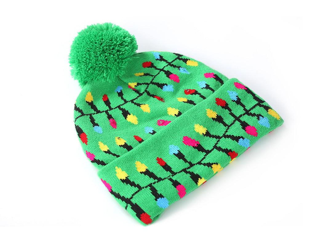 Cross-border Festival Autumn And Winter Fashion Christmas Knitted Hat Party Warm Adult With Fur Ball Christmas Hat