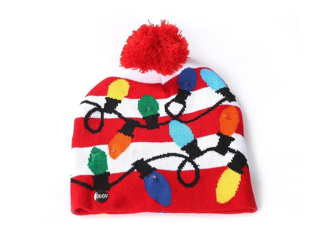 Cross-border Festival Autumn And Winter Fashion Christmas Knitted Hat Party Warm Adult With Fur Ball Christmas Hat