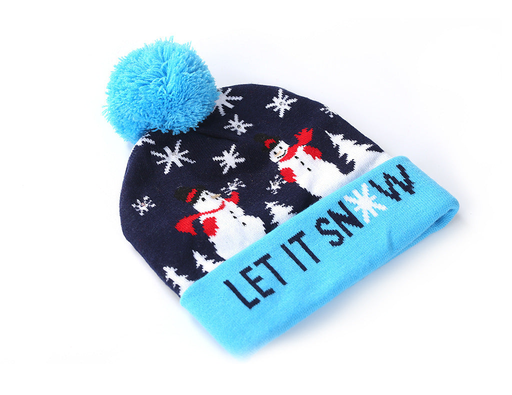 Cross-border Festival Autumn And Winter Fashion Christmas Knitted Hat Party Warm Adult With Fur Ball Christmas Hat