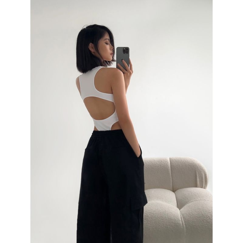 Summer New Backless Sleeveless Stretch Jumpsuit Vest For Women