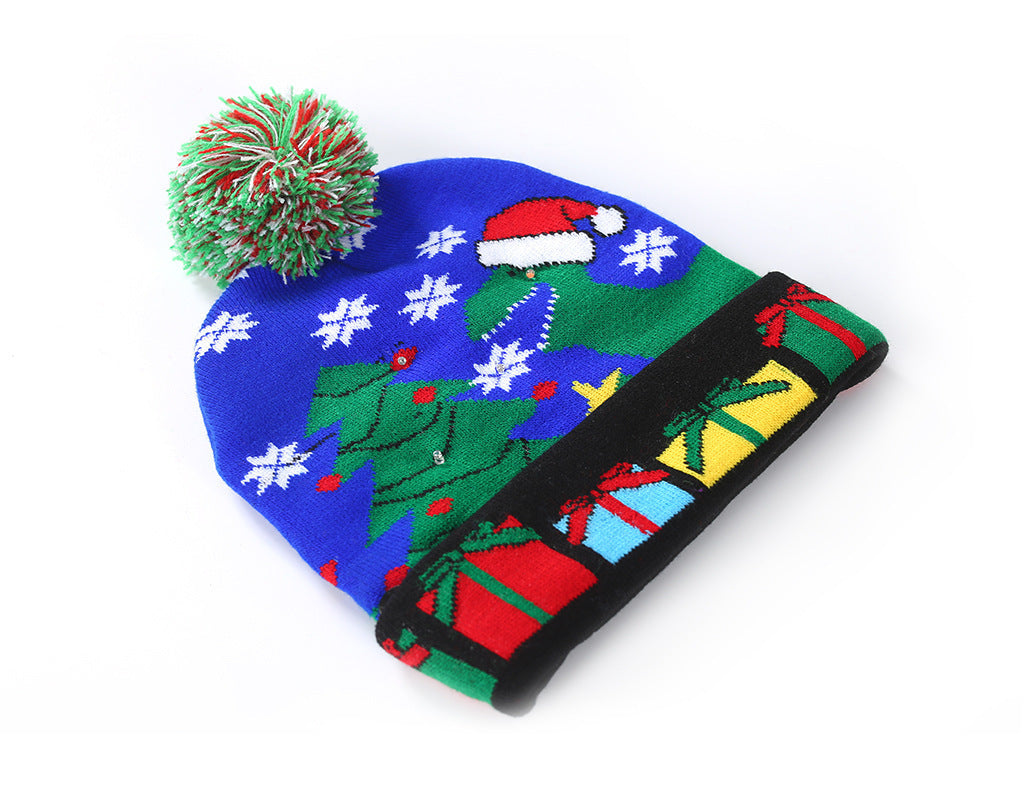 Cross-border Festival Autumn And Winter Fashion Christmas Knitted Hat Party Warm Adult With Fur Ball Christmas Hat